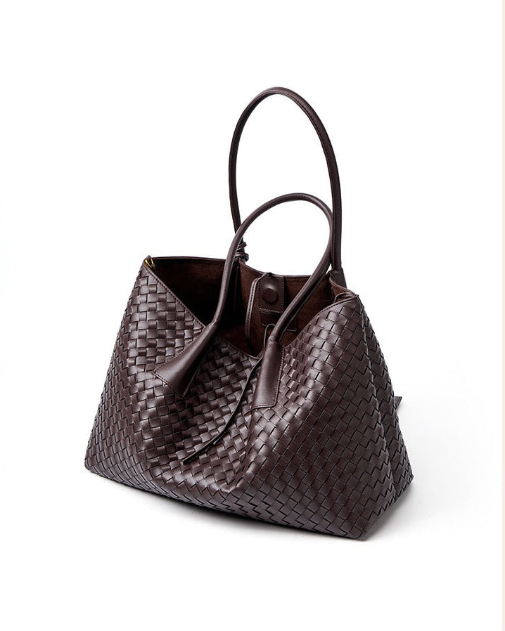 Aura Leather Woven Classic Tote Bag