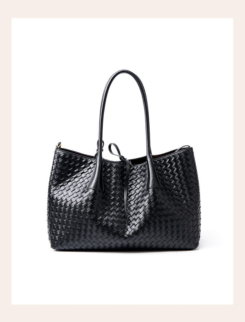 Aura Leather Woven Classic Tote Bag