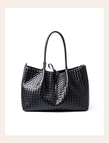 Aura Leather Woven Classic Tote Bag