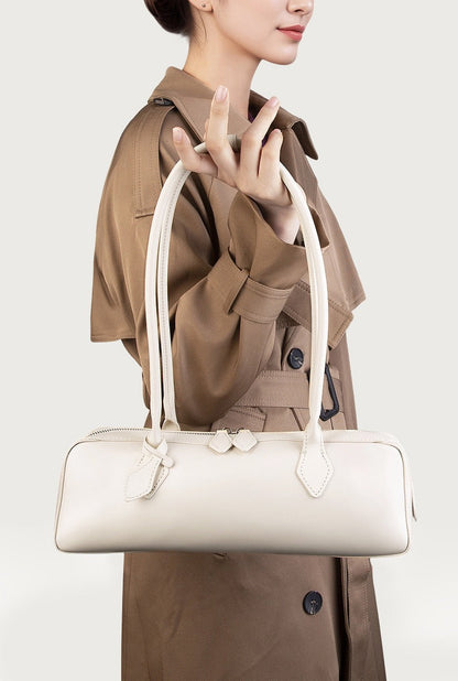 Genuine Leather East-West Shoulder Bag