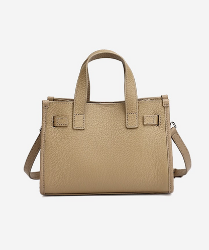 Pebbled Leather Turn-Lock Tote Handbag