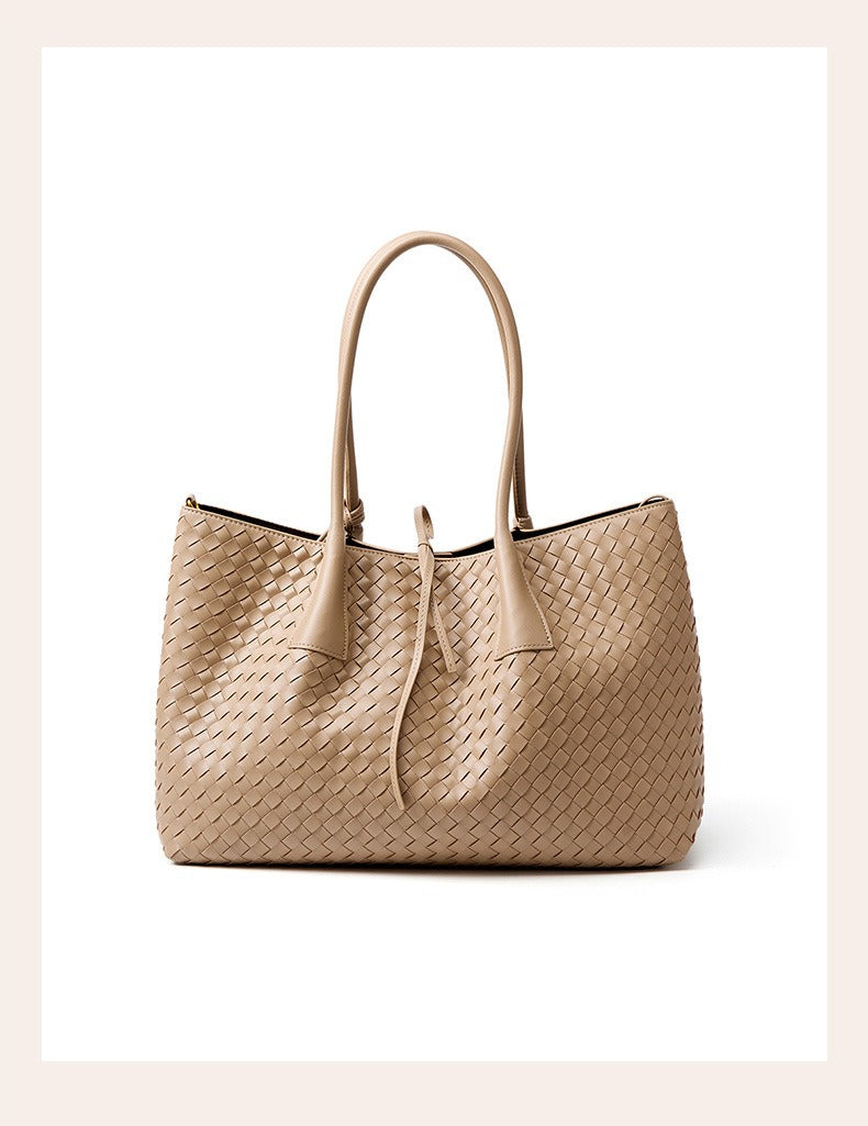 Aura Leather Woven Classic Tote Bag