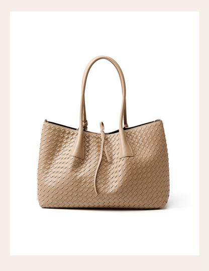 Aura Leather Woven Classic Tote Bag