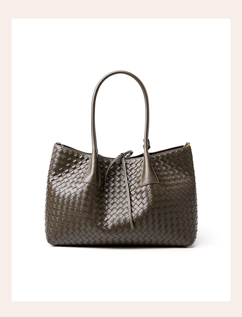 Aura Leather Woven Classic Tote Bag