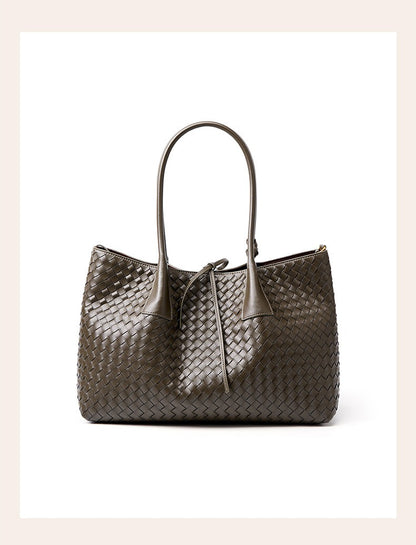 Aura Leather Woven Classic Tote Bag