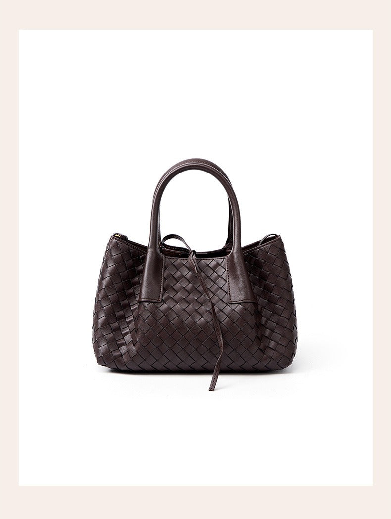 Aura Leather Woven Classic Tote Bag