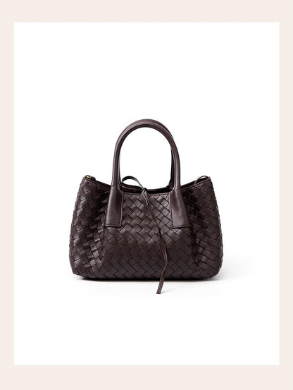 Aura Leather Woven Classic Tote Bag