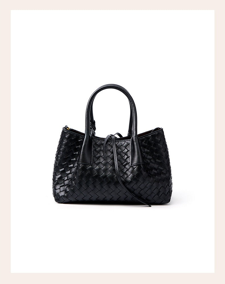 Aura Leather Woven Classic Tote Bag