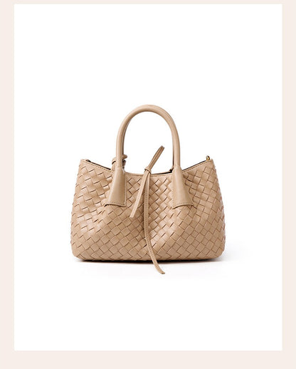 Aura Leather Woven Classic Tote Bag