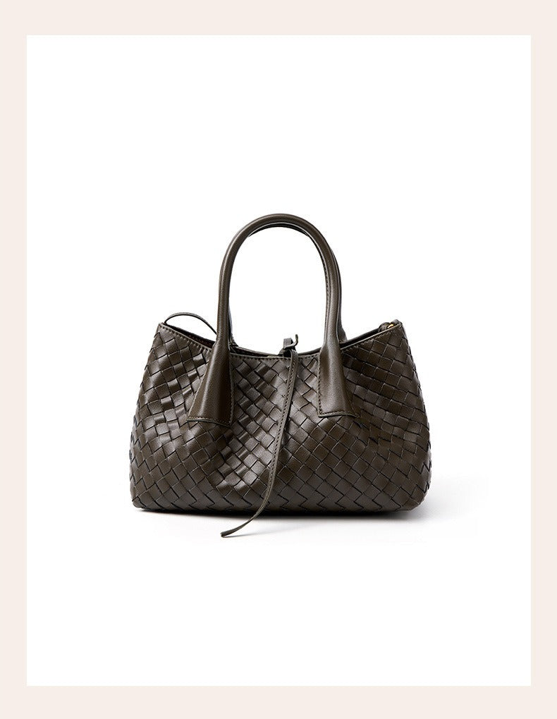Aura Leather Woven Classic Tote Bag