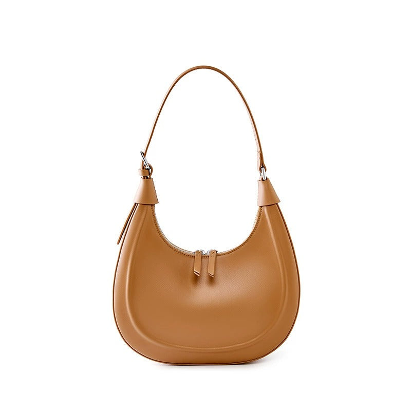 Minimalist Structured Leather Crescent Bag
