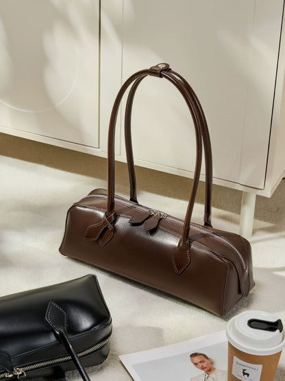Genuine Leather East-West Shoulder Bag