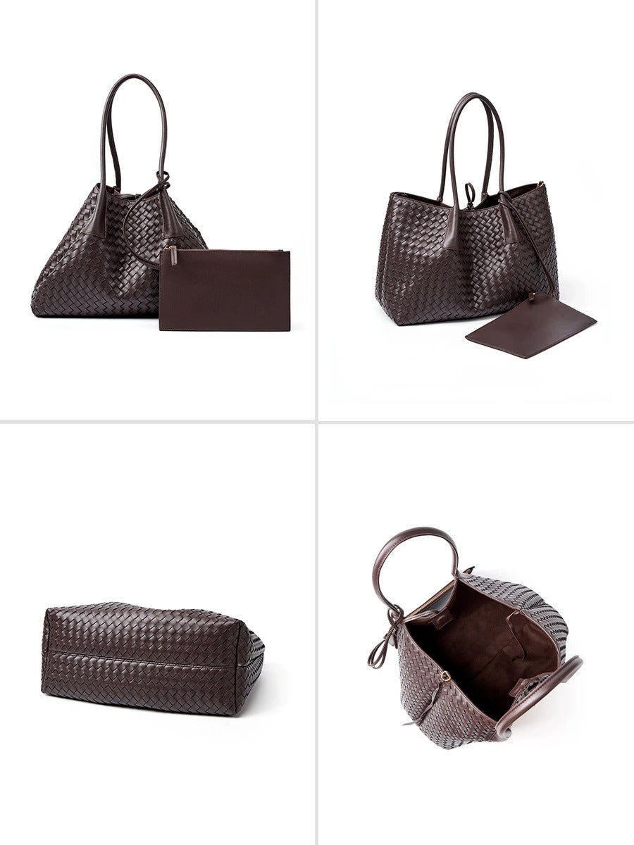 Aura Leather Woven Classic Tote Bag