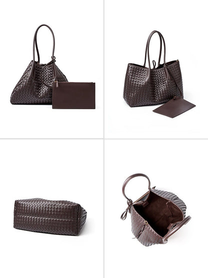 Aura Leather Woven Classic Tote Bag