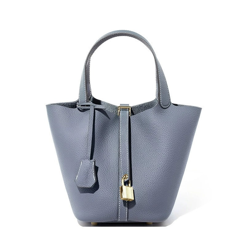 Genuine Leather Luxe Bucket Tote Bag