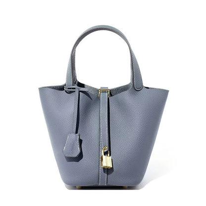 Genuine Leather Luxe Bucket Tote Bag
