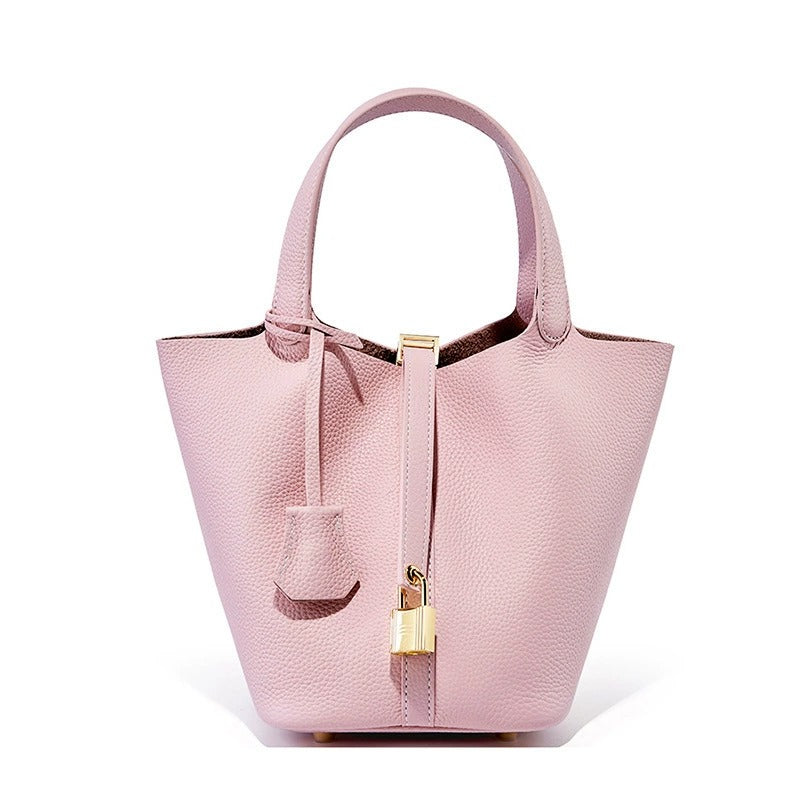 Genuine Leather Luxe Bucket Tote Bag