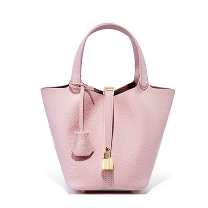 Genuine Leather Luxe Bucket Tote Bag