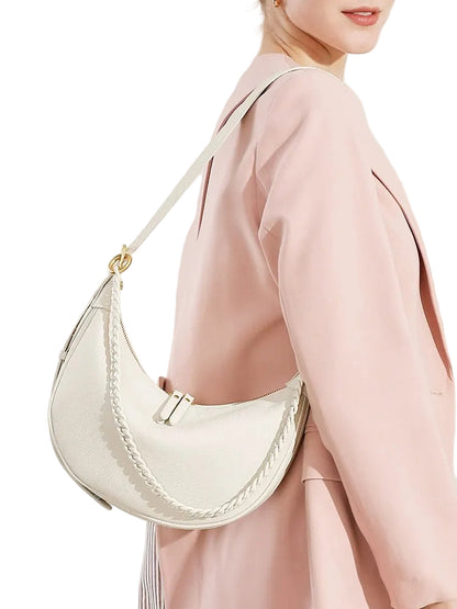 Elegant Pebbled Leather Crescent Bag