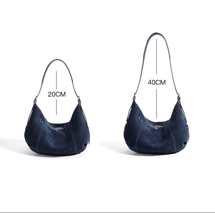 Suede Crescent Shoulder Bag