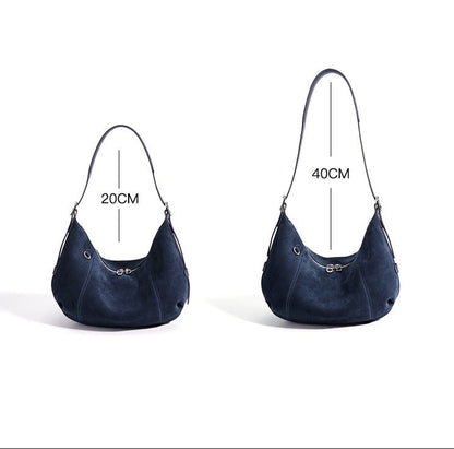 Suede Crescent Shoulder Bag