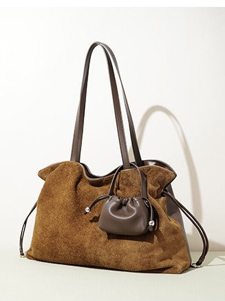 Large Suede Tote with Mini Pouch