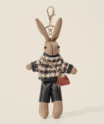 Houndstooth Bunny Plush Bag Charm