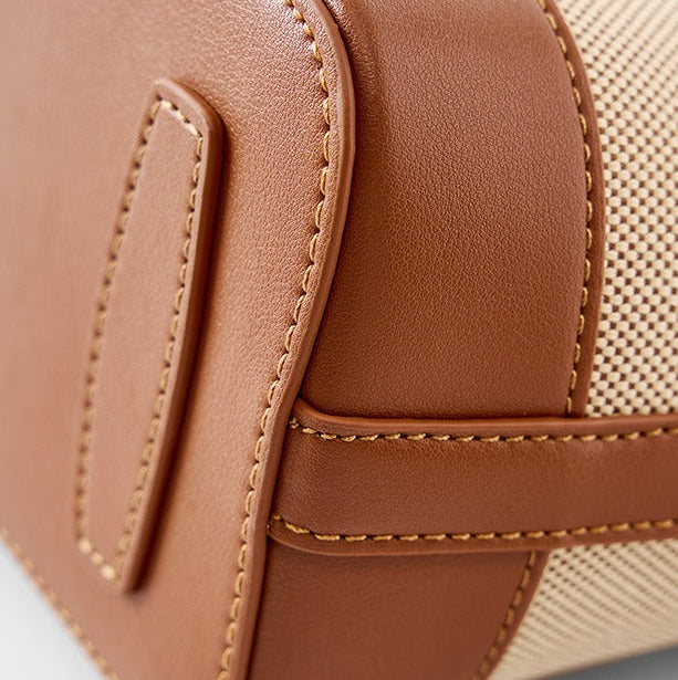 Minimalist Canvas Leather Bucket Bag