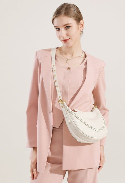 Elegant Pebbled Leather Crescent Bag