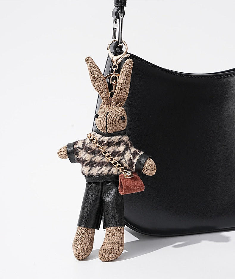 Houndstooth Bunny Plush Bag Charm