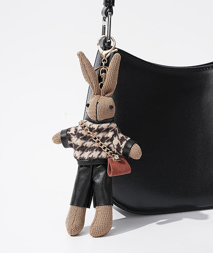 Houndstooth Bunny Plush Bag Charm