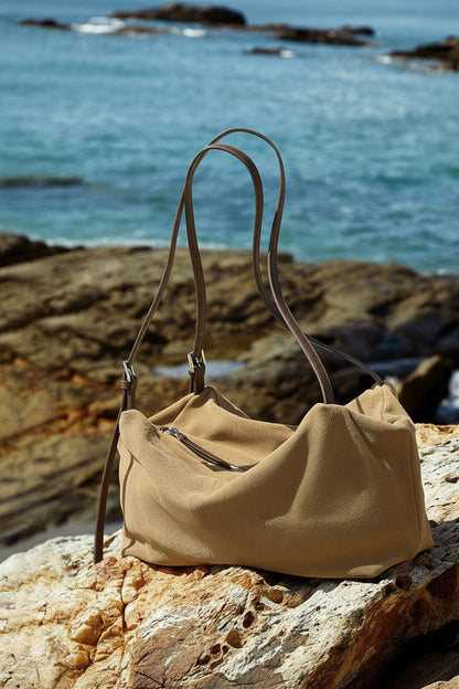Minimalist Suede Leather Hobo Bag