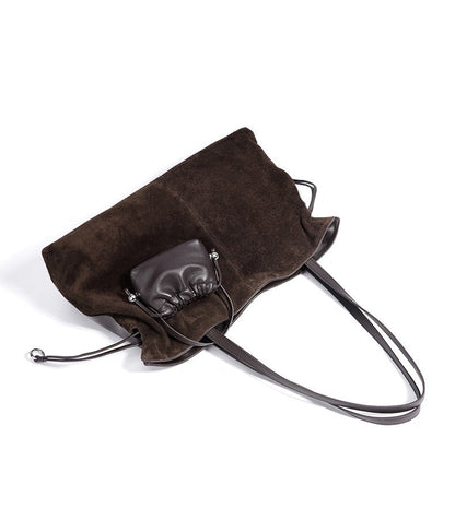 Large Suede Tote with Mini Pouch