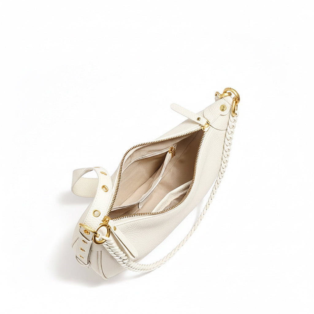 Elegant Pebbled Leather Crescent Bag