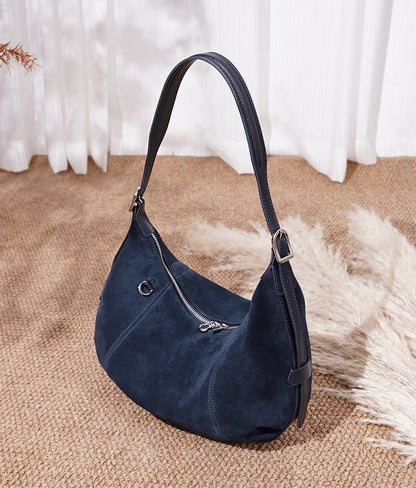 Suede Crescent Shoulder Bag
