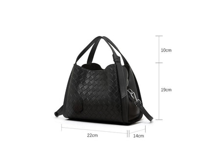 Woven Leather Bucket Tote Bag