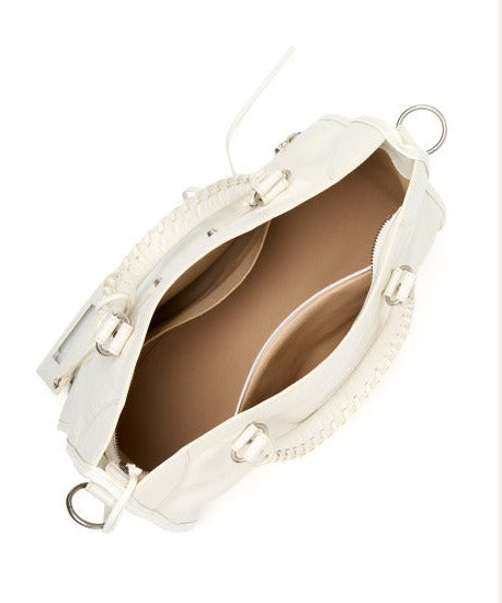 Crinkled Leather Rivet City Tote