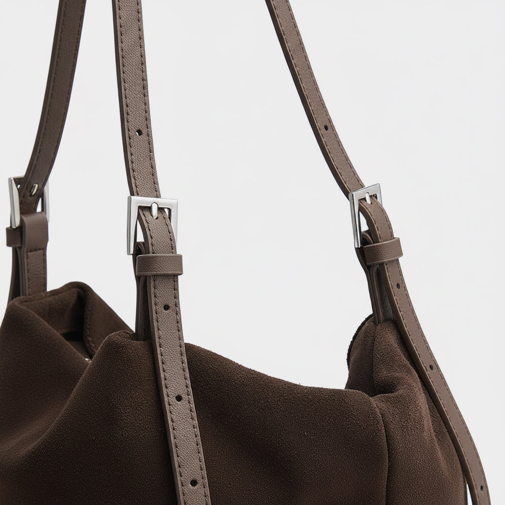 Minimalist Suede Leather Hobo Bag