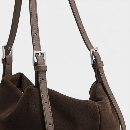 Minimalist Suede Leather Hobo Bag