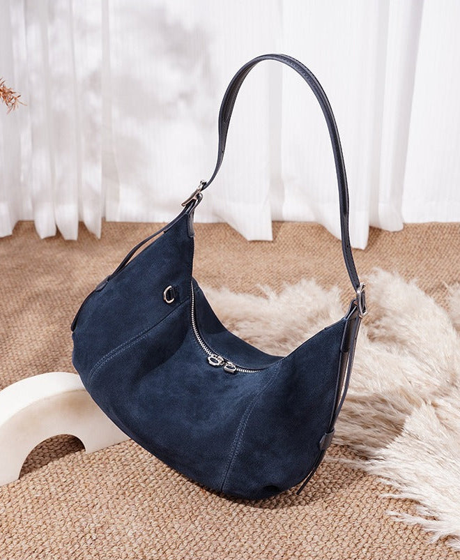 Suede Crescent Shoulder Bag