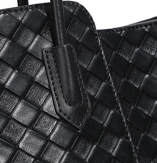 Woven Cowhide Shoulder Tote Bag