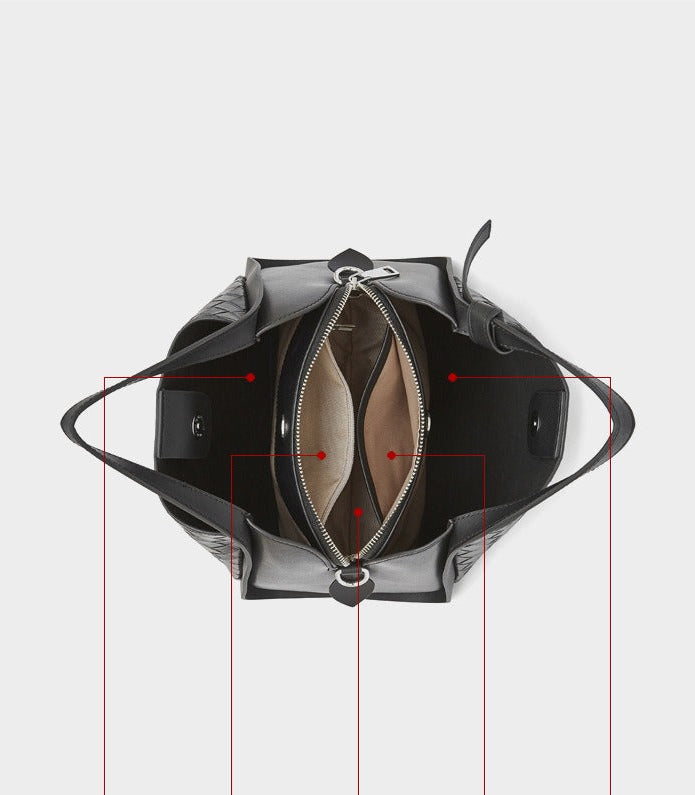 Woven Leather Bucket Tote Bag