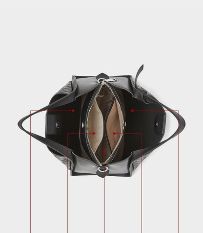 Woven Leather Bucket Tote Bag