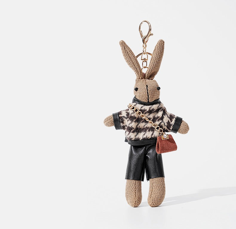Houndstooth Bunny Plush Bag Charm