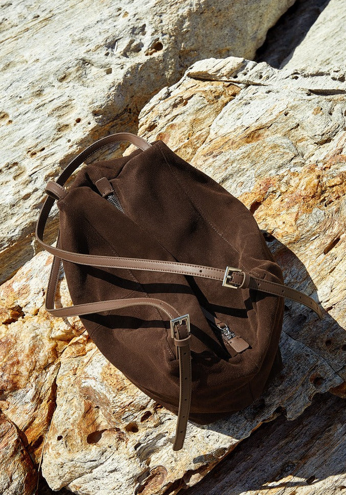 Minimalist Suede Leather Hobo Bag
