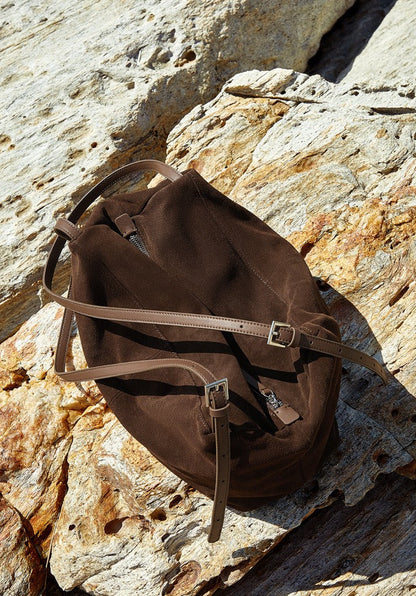 Minimalist Suede Leather Hobo Bag