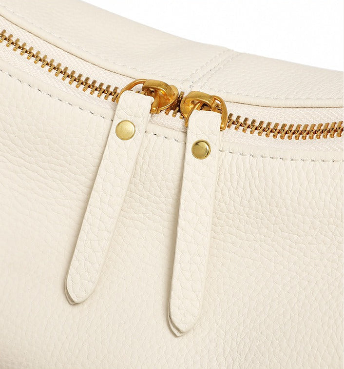 Elegant Pebbled Leather Crescent Bag
