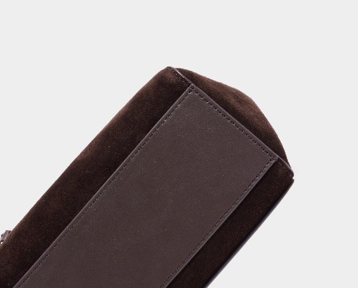 Suede Spliced Cowhide Mini Luggage Tote