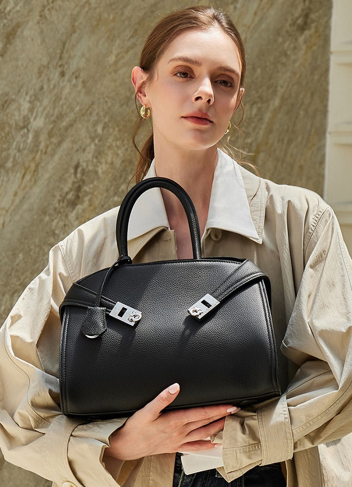 Elegant Pebbled Leather Satchel Bag