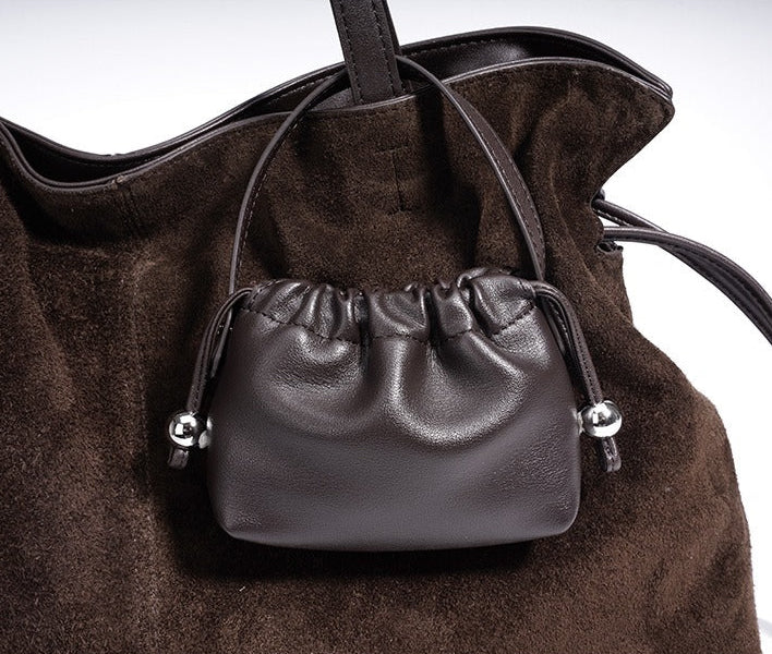 Large Suede Tote with Mini Pouch